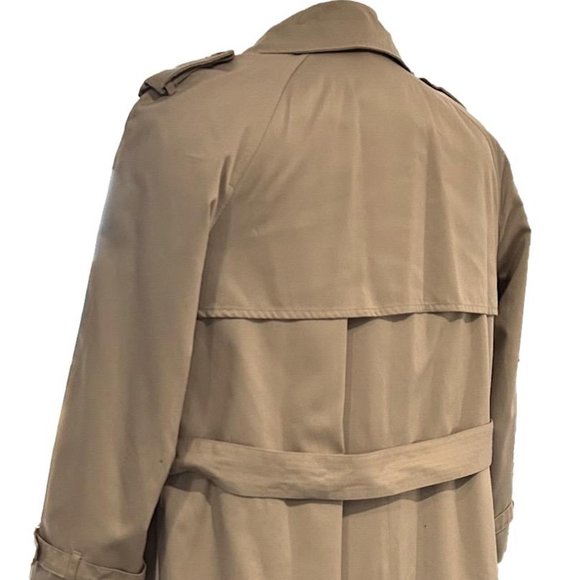 London Fog 80s Men's XL 44R Beige Trench Double-Breasted Removable Lining - Picture 2 of 11